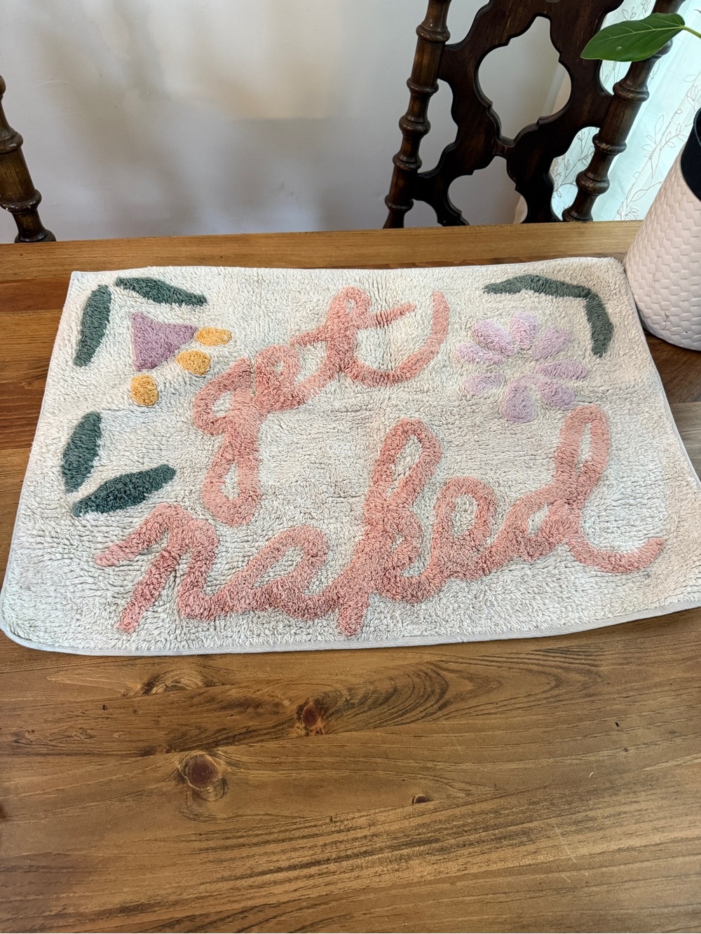 Get Naked Pink Floral Accent Bath Mat